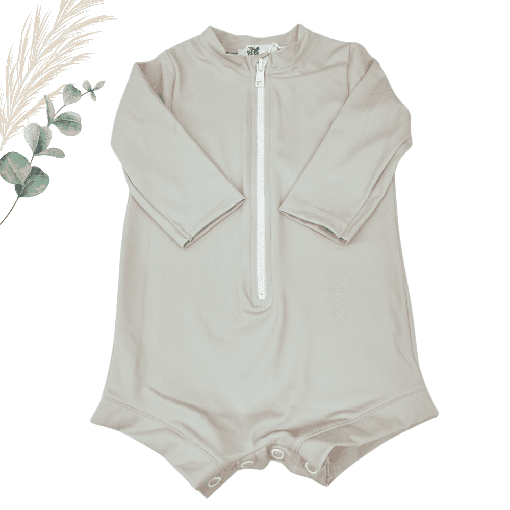 Combishort de Bain Bébé Manches Longues Sable