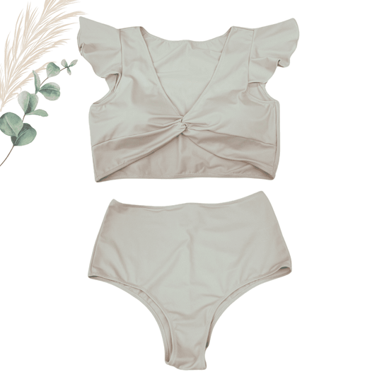 Culotte de bain femme taille haute sable