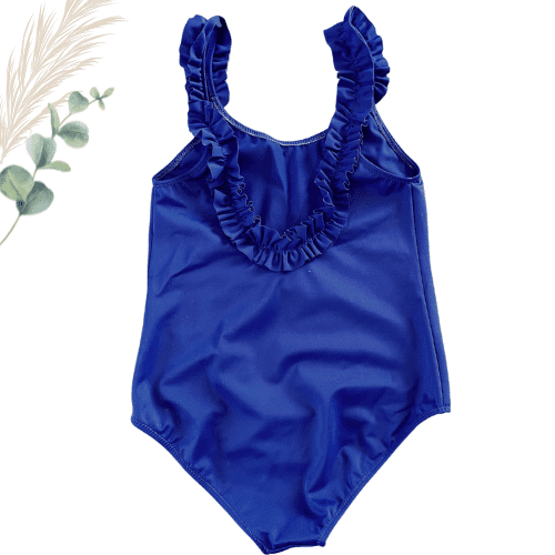Maillot de bain fille 1 pièce à volants bleu marine