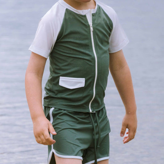 Ensemble de bain anti-UV, T-shirt anti-UV et short kaki