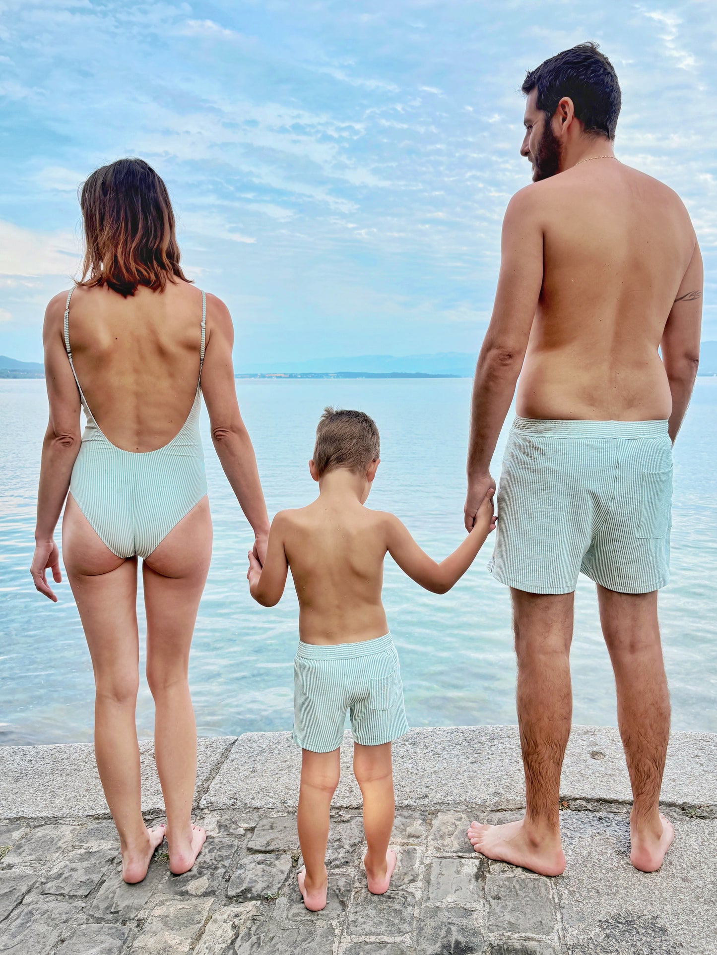 Short de bain anti-UV seersucker garçon