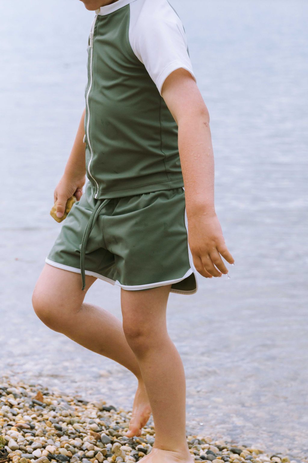 Khaki anti-UV swim shorts