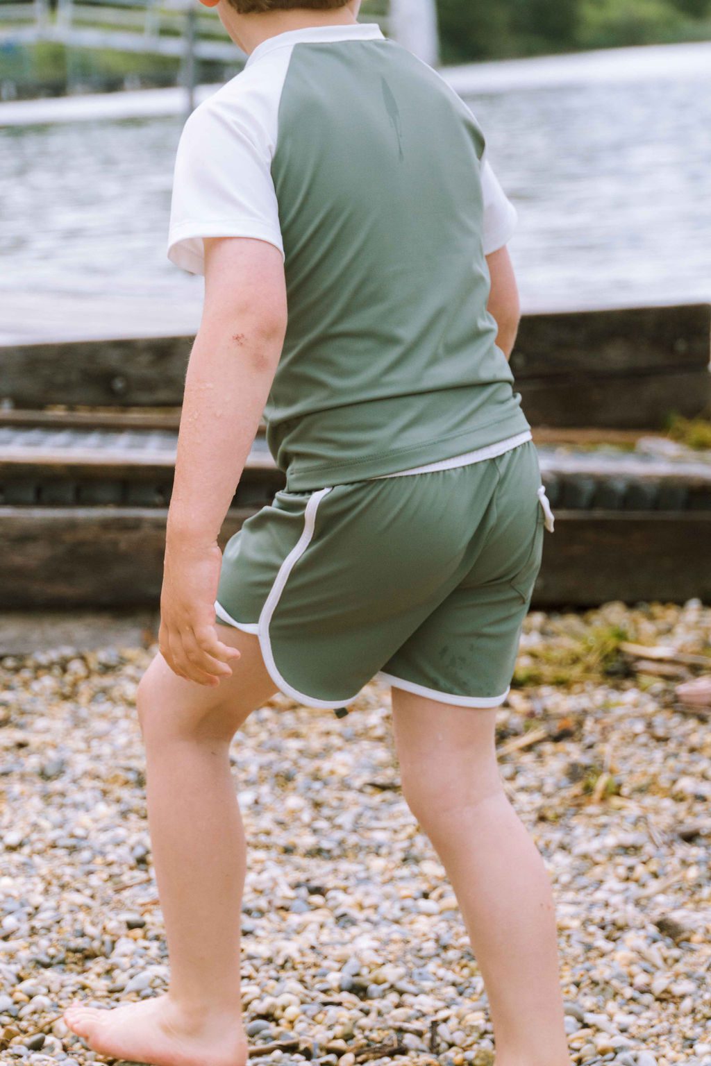 Khaki anti-UV swim shorts