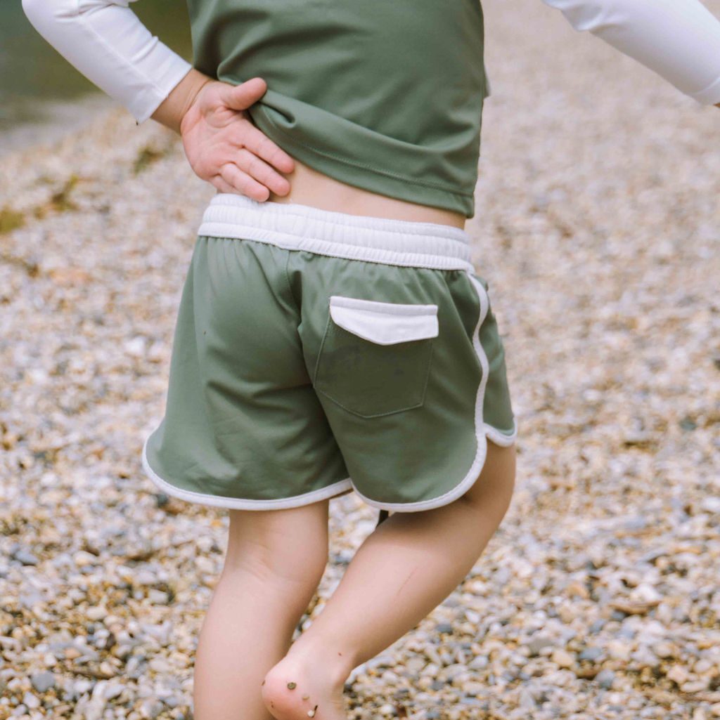 Khaki anti-UV swim shorts