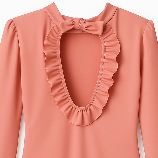 Maillot de bain fille manches longues terracotta