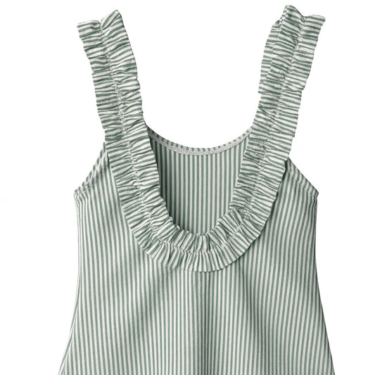 Maillot de bain fille 1 pièce à volants seersucker