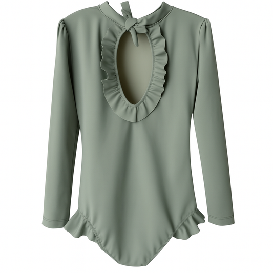 Maillot de bain fille manches longues kaki